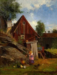 Girl Feeding Chickens